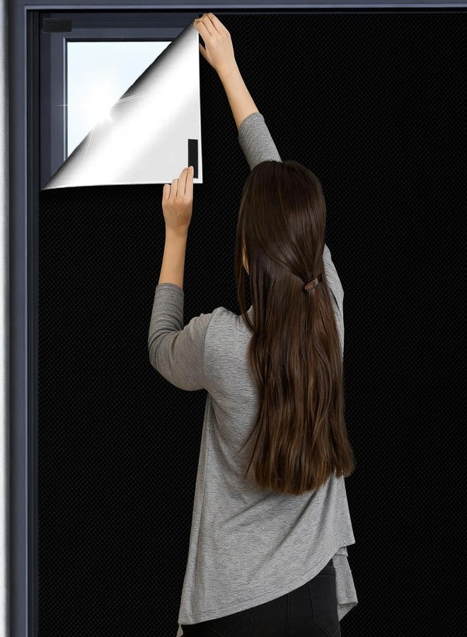Hapforever 39" x 57" Blackout Window Cover, Portable 100% Blackout Window Shades No Drill Black Out Blinds Removable Windows Privacy Film for Bedroom and TV Room (Black) - Image 1